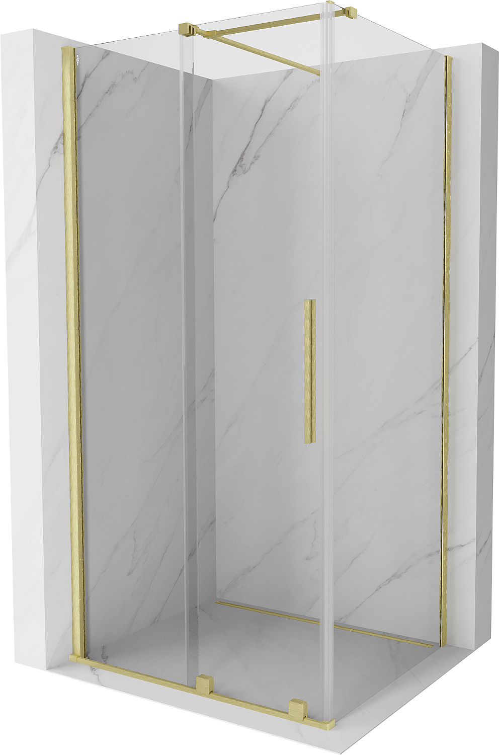 Mexen Velar cabină de duș extensibilă 140 x 90 cm, transparent, auriu cu aspect periat - 871-140-090-01-55