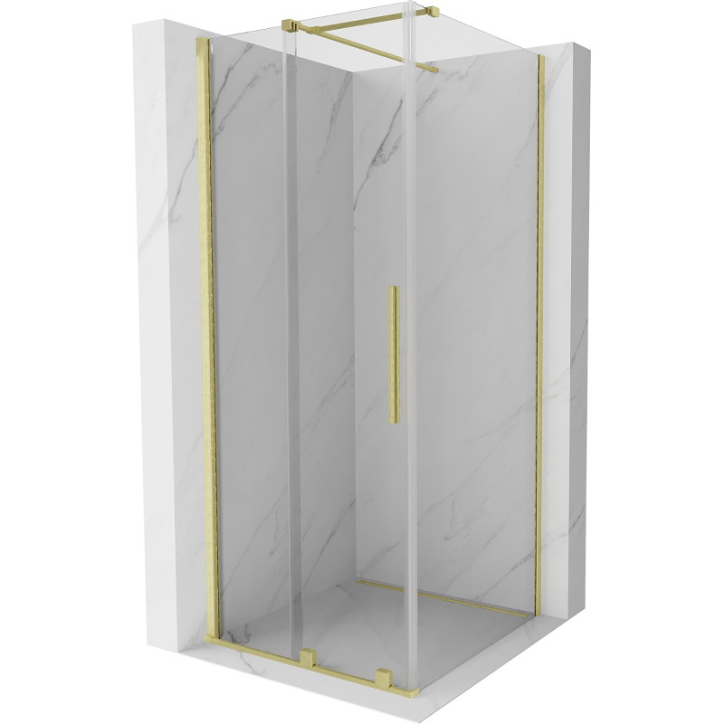 Mexen Velar 90 x 90 cm-es tolóajtós zuhanykabin, átlátszó, aranyszálcsiszolt - 871-090-090-01-55