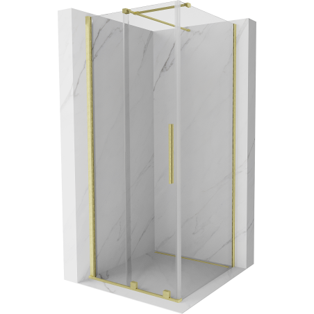 Cabină de duș glisantă Mexen Velar 100 x 100 cm, transparentă, aurie periată - 871-100-100-01-55