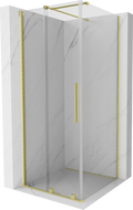 Mexen Velar cabină de duș extensibilă 100 x 100 cm, transparent, auriu cu aspect periat - 871-100-100-01-55