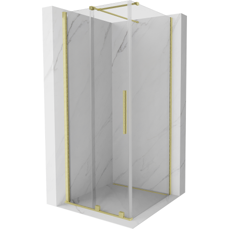 Mexen Velar cabină de duș glisantă 120 x 120 cm, transparent, auriu periat - 871-120-120-01-55