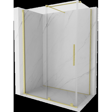 Mexen Velar cabină de duș extensibilă 130 x 70 cm, transparent, auriu cu aspect periat - 871-130-070-01-55