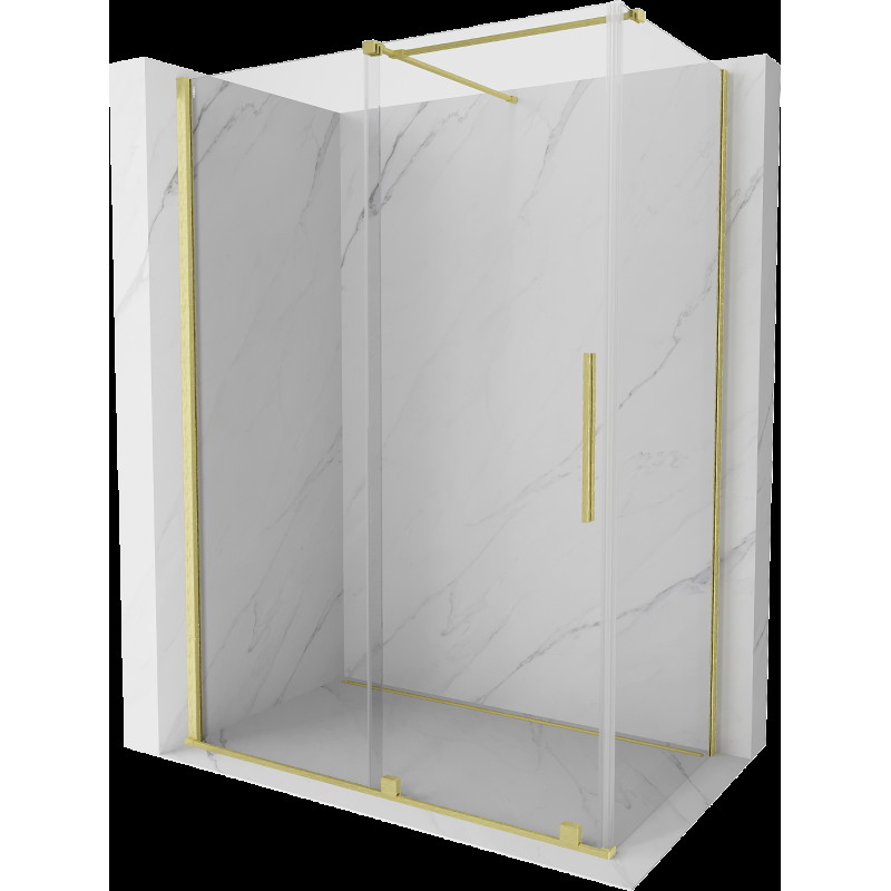 Mexen Velar cabină de duș extensibilă 130 x 75 cm, transparent, auriu cu aspect periat - 871-130-075-01-55