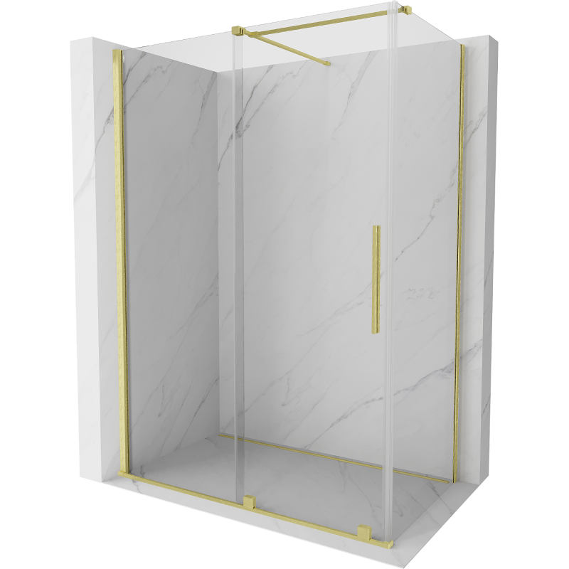 Cabină de duș glisantă Mexen Velar 140 x 80 cm, transparentă, aurie periată - 871-140-080-01-55