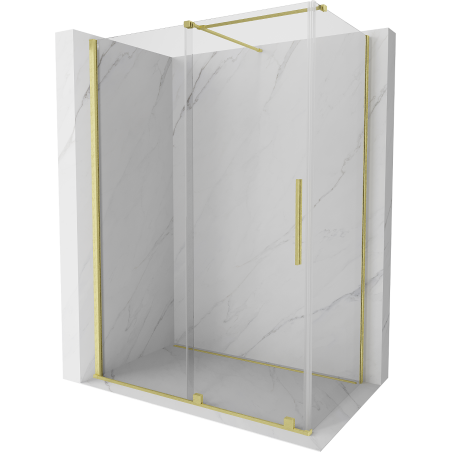 Cabină de duș glisantă Mexen Velar 140 x 80 cm, transparentă, aurie periată - 871-140-080-01-55