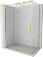 Mexen Velar cabină de duș extensibilă 150 x 85 cm, transparent, auriu cu aspect periat - 871-150-085-01-55