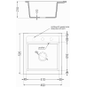 Mexen Vito chiuvetă de granit cu 1 compartiment 520 x 490 mm, Neagră/Argintiu metalic - 6503521000-73