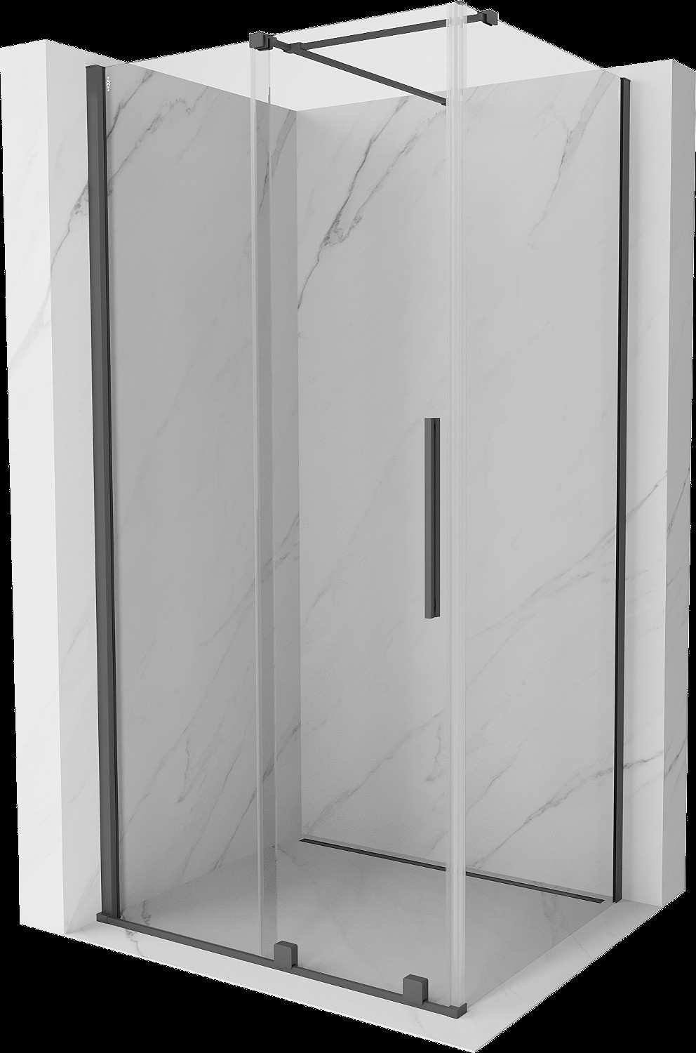 Mexen Velar cabină de duș extensibilă 90 x 100 cm, transparent, gun gray cu aspect periat - 871-090-100-01-66