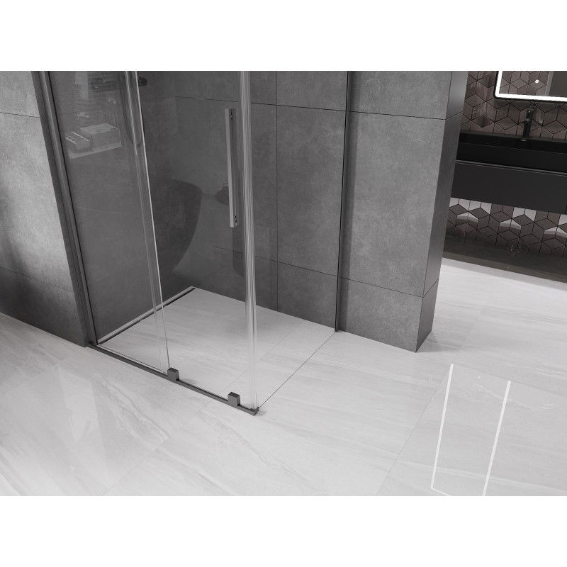 Mexen Velar cabina de duș glisantă 120 x 80 cm, transparentă, gri armă periat - 871-120-080-01-66