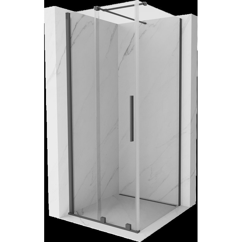 Mexen Velar cabină de duș extensibilă 90 x 90 cm, transparent, gun gray cu aspect periat - 871-090-090-01-66