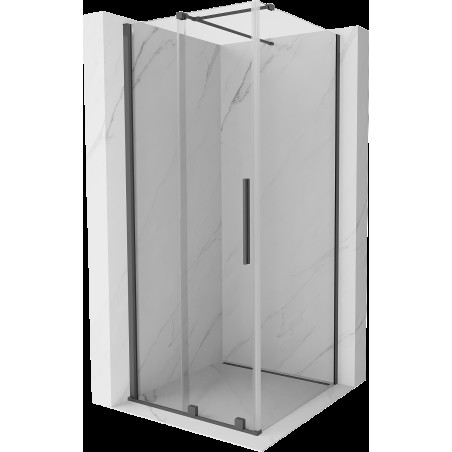 Mexen Velar cabină de duș extensibilă 90 x 90 cm, transparent, gun gray cu aspect periat - 871-090-090-01-66