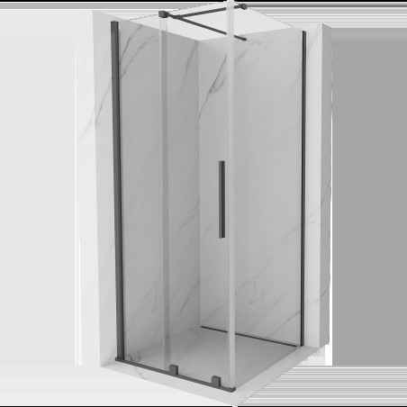 Mexen Velar cabină de duș extensibilă 110 x 110 cm, transparent, gun gray cu aspect periat - 871-110-110-01-66