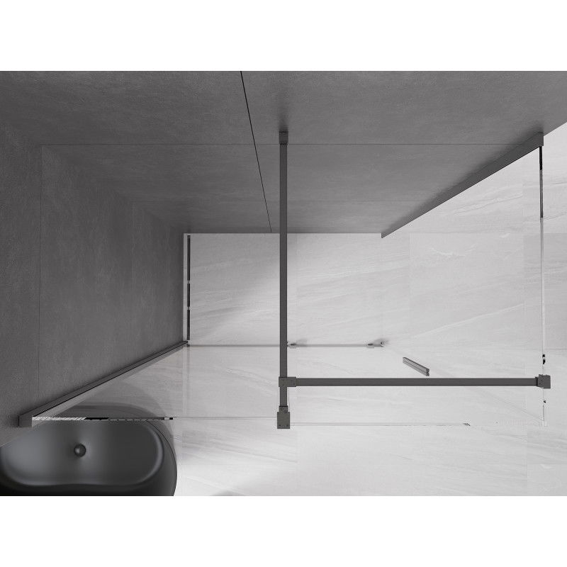 Mexen Velar tolóajtós zuhanykabin 140 x 80 cm, átlátszó, gun gray kefe - 871-140-080-01-66