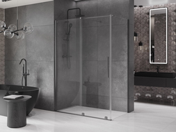 Mexen Velar cabină de duș extensibilă 150 x 85 cm, transparent, gun gray cu aspect periat - 871-150-085-01-66