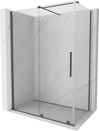 Mexen Velar 160x80 cm-es, átlátszó, gun gray kefe hatású tolóajtós zuhanykabin - 871-160-080-01-66