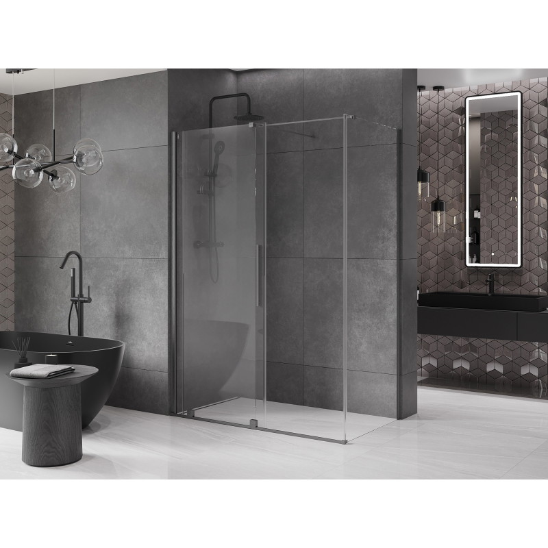 Mexen Velar cabina de duș glisantă 160 x 90 cm, transparentă, gri pistol periat - 871-160-090-01-66