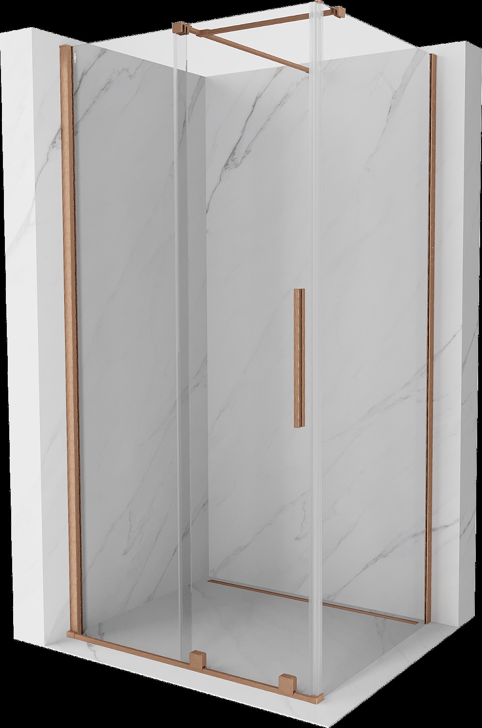 Mexen Velar cabină de duș extensibilă 90 x 75 cm, transparent, Cupru cu aspect periat - 871-090-075-01-65