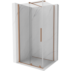 Mexen Velar cabină de duș extensibilă 100 x 80 cm, transparent, Cupru cu aspect periat - 871-100-080-01-65