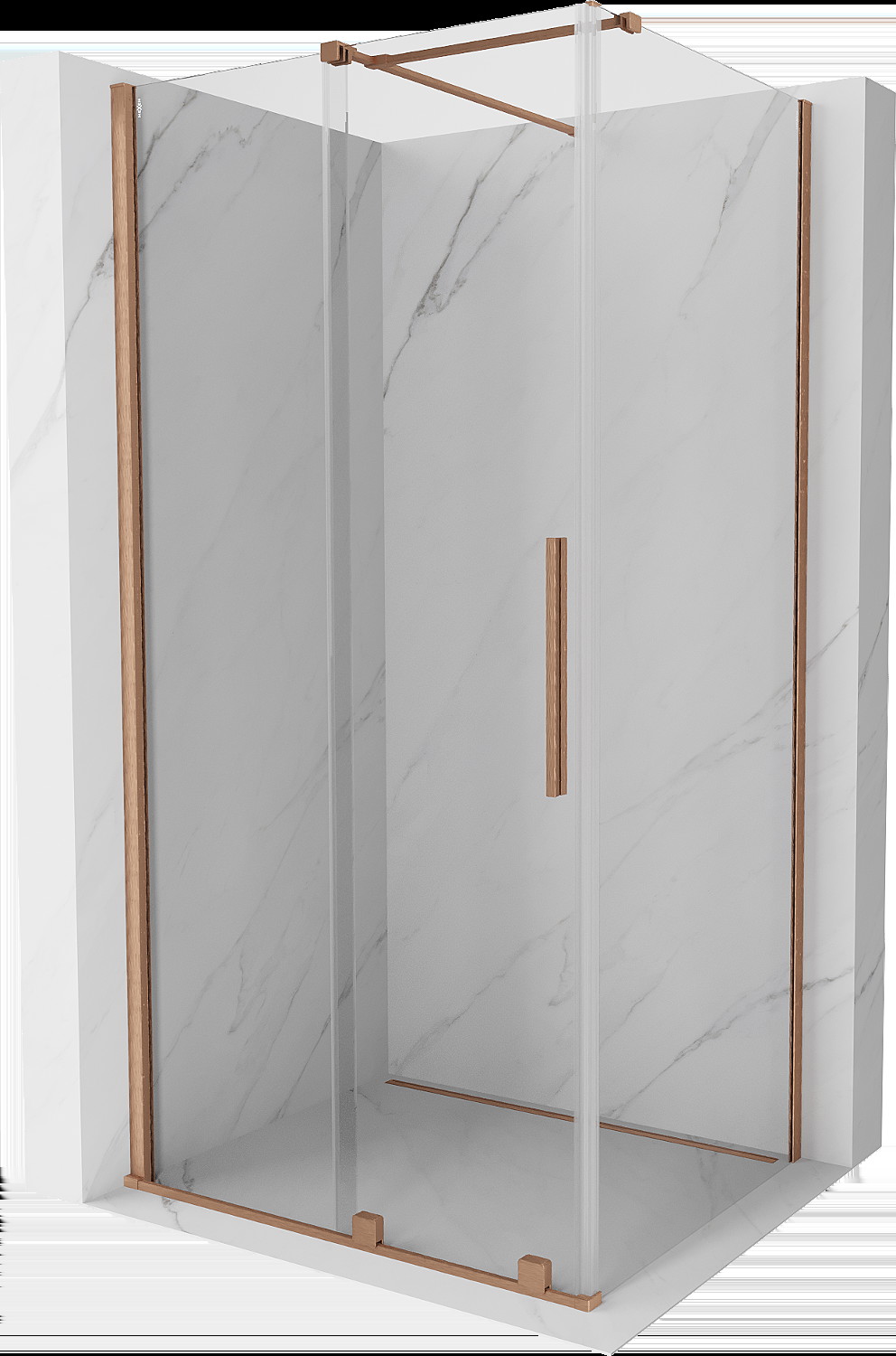 Mexen Velar cabină de duș extensibilă 110 x 75 cm, transparent, Cupru cu aspect periat - 871-110-075-01-65