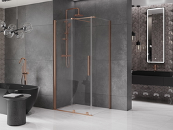 Mexen Velar cabină de duș extensibilă 120 x 80 cm, transparent, Cupru cu aspect periat - 871-120-080-01-65