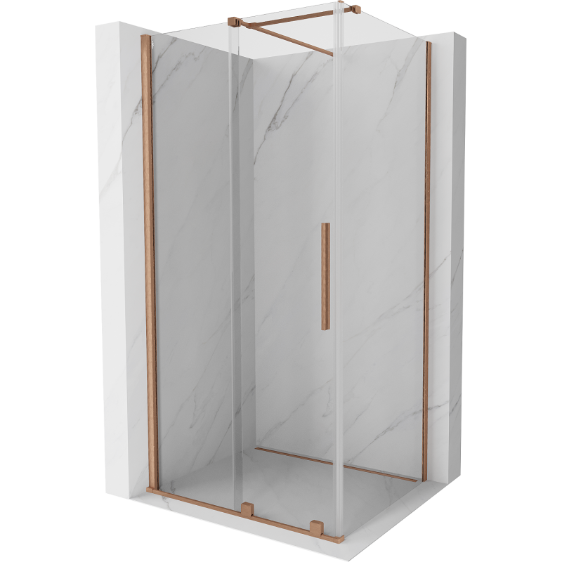 Mexen Velar cabină de duș extensibilă 120 x 110 cm, transparent, Cupru cu aspect periat - 871-120-110-01-65