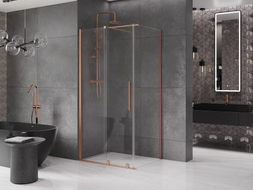 Mexen Velar cabina de duș cu uși glisante 140 x 90 cm, transparent, cupru periat - 871-140-090-01-65