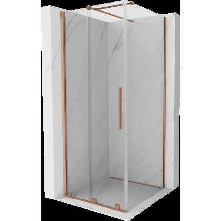 Mexen Velar cabină de duș extensibilă 90 x 90 cm, transparent, Cupru cu aspect periat - 871-090-090-01-65