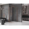 Mexen Velar 90 x 90 cm-es toló zuhanykabin, átlátszó, csiszolt réz - 871-090-090-01-65