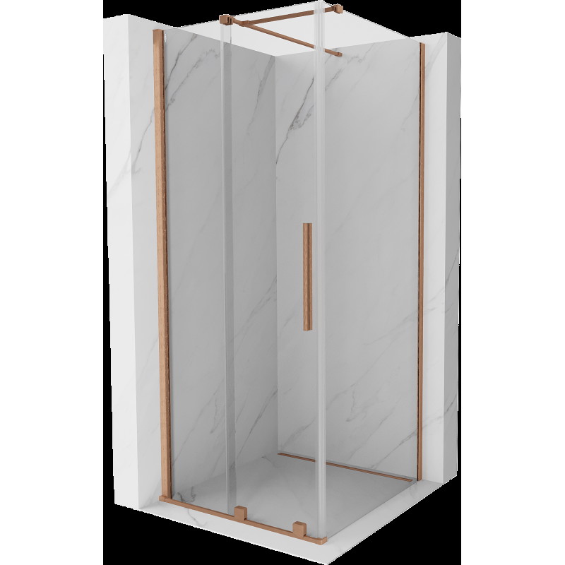 Mexen Velar cabină de duș extensibilă 100 x 100 cm, transparent, Cupru cu aspect periat - 871-100-100-01-65