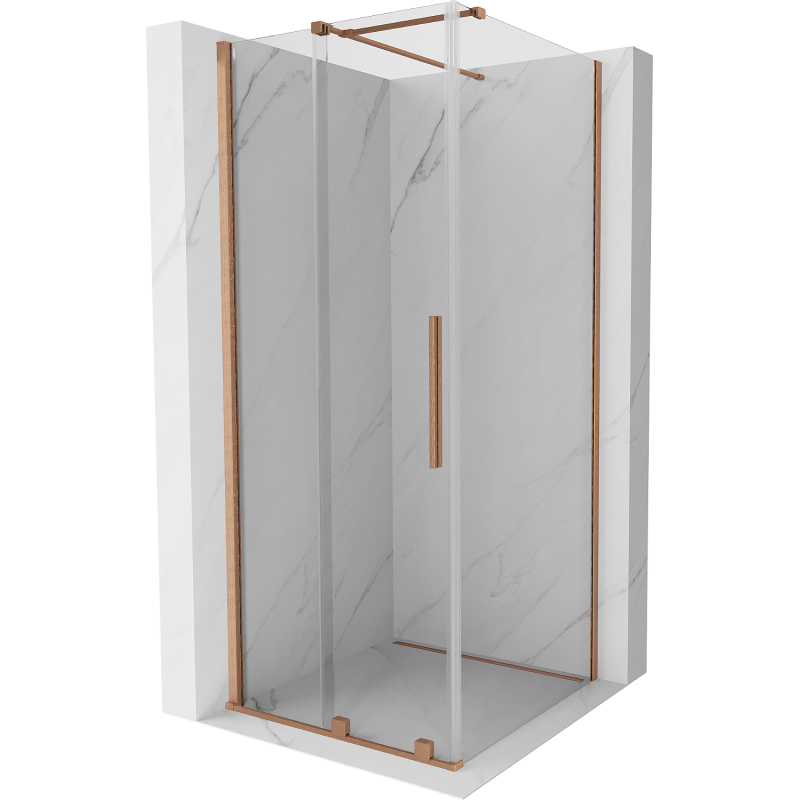 Mexen Velar cabină de duș extensibilă 100 x 100 cm, transparent, Cupru cu aspect periat - 871-100-100-01-65