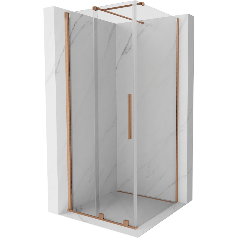 Mexen Velar cabina de duș glisantă 100 x 100 cm, transparentă, cupru periat - 871-100-100-01-65