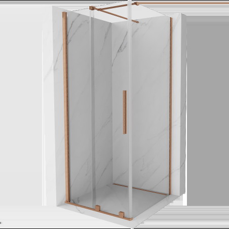 Mexen Velar cabină de duș extensibilă 100 x 100 cm, transparent, Cupru cu aspect periat - 871-100-100-01-65