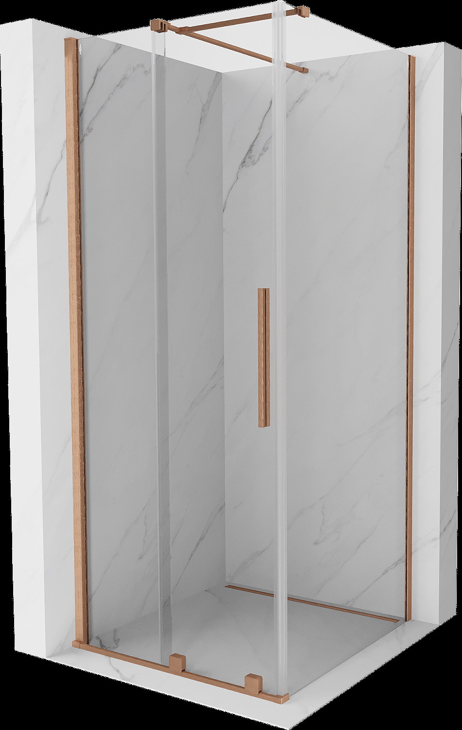 Mexen Velar cabină de duș extensibilă 100 x 100 cm, transparent, Cupru cu aspect periat - 871-100-100-01-65