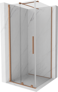 Mexen Velar cabină de duș extensibilă 100 x 100 cm, transparent, Cupru cu aspect periat - 871-100-100-01-65