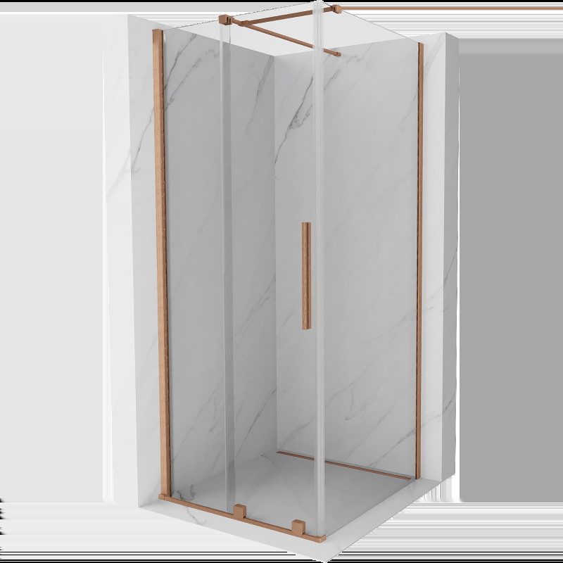 Mexen Velar cabină de duș extensibilă 110 x 110 cm, transparent, Cupru cu aspect periat - 871-110-110-01-65