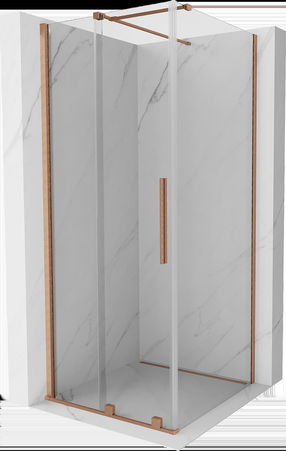 Mexen Velar cabină de duș extensibilă 110 x 110 cm, transparent, Cupru cu aspect periat - 871-110-110-01-65