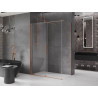 Mexen Velar 130 x 70 cm-es toló zuhanykabin, átlátszó, kefe hatású réz - 871-130-070-01-65