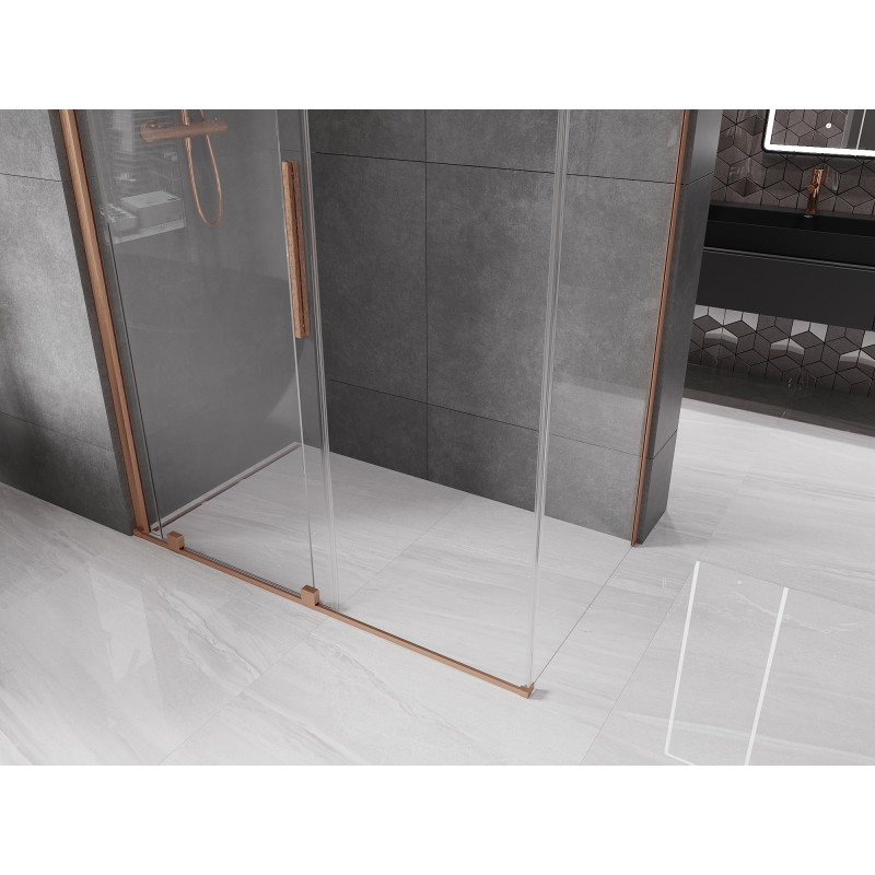 Mexen Velar toló zuhanykabin 130 x 75 cm, átlátszó, kefe által bronz - 871-130-075-01-65