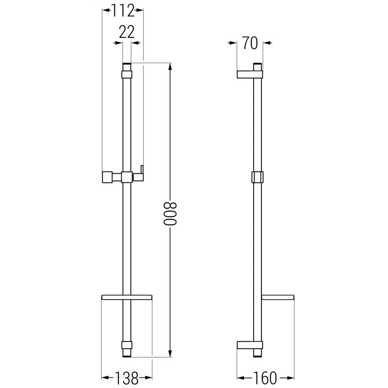 Mexen DQ 80 cm-es zuhanyrúd szappantartóval, kefélt puskaszürke - 79381-66