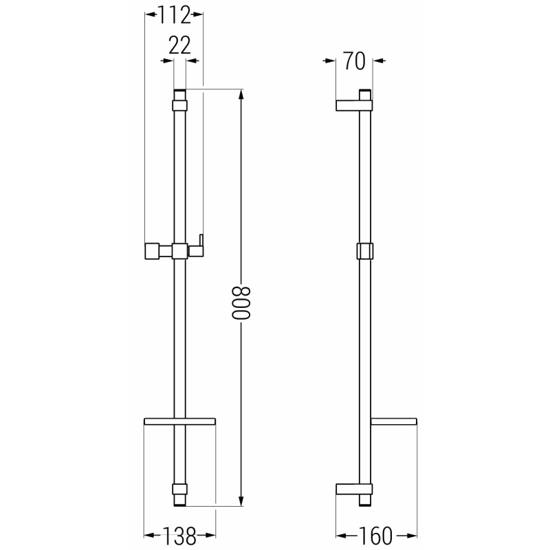 Mexen DQ bară de duș cu săpunieră 80 cm, grafit - 79381-66