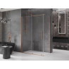 Mexen Velar tolóajtós zuhanykabin 150 x 75 cm, átlátszó, kefélt réz - 871-150-075-01-65