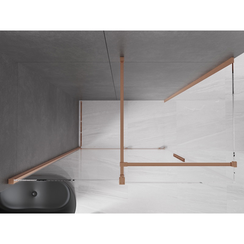 Mexen Velar tolóajtós zuhanykabin 150 x 75 cm, átlátszó, kefélt réz - 871-150-075-01-65
