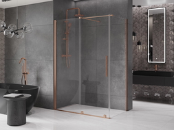 Mexen Velar cabină de duș extensibilă 150 x 85 cm, transparent, Cupru cu aspect periat - 871-150-085-01-65