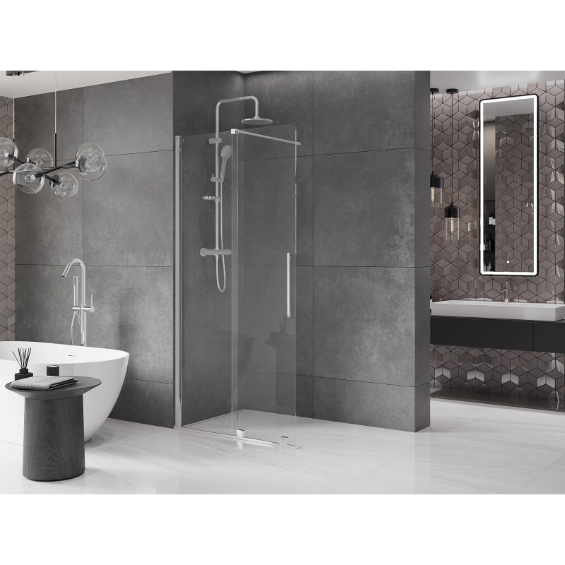Mexen Velar Tolóajtós zuhanyfal Walk-in 75 x 200 cm, átlátszó 8 mm, króm - 871-075-000-03-01