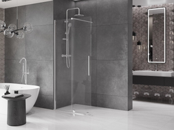 Mexen Velar 90 x 200 cm-es eltolható Walk-in zuhanyfal, 8 mm-es, átlátszó, króm - 871-090-000-03-01