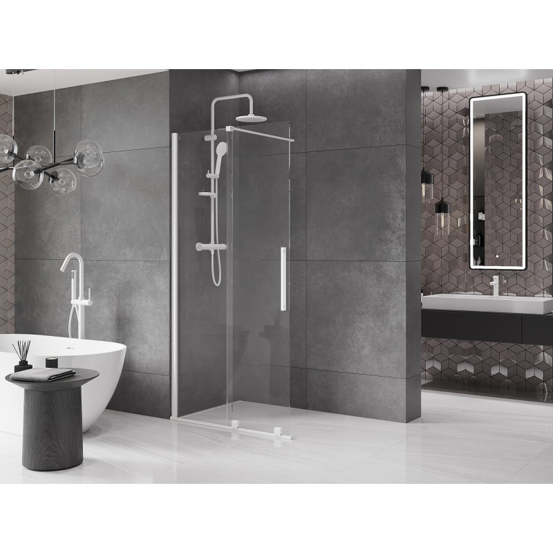 Mexen Velar 75 x 200 cm-es tolóajtós zuhanyfal, átlátszó, 8 mm, fehér - 871-075-000-03-20