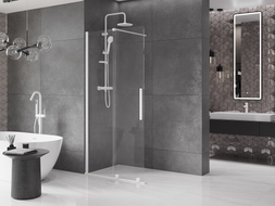Mexen Velar Panou de duș culisant Walk-in 110 x 200 cm, transparent 8 mm, alb - 871-110-000-03-20