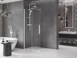 Mexen Velar perete de duș extensibil Walk-in 120 x 200 cm, transparent 8 mm, alb - 871-120-000-03-20
