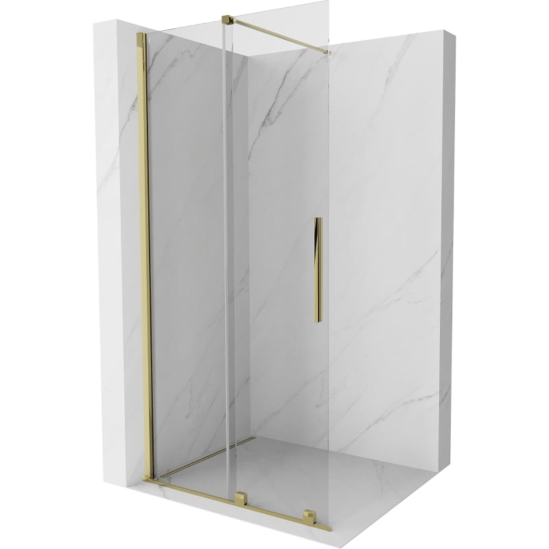Mexen Velar Tolóajtós zuhanyfal Walk-in 80 x 200 cm, átlátszó 8 mm, arany - 871-080-000-03-50