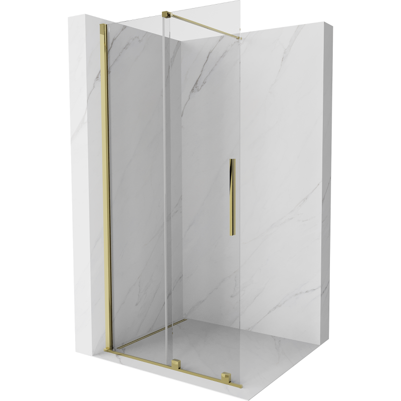 Mexen Velar panou de duș glisant Walk-in 90 x 200 cm, sticlă transparentă 8 mm, aurie - 871-090-000-03-50